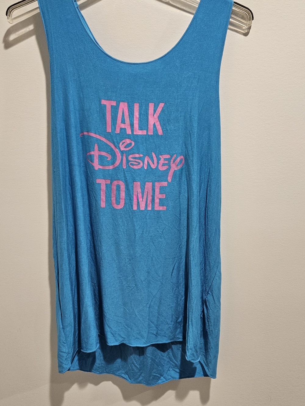 Talk Disney To Me Blue Tank Top with Pink Print